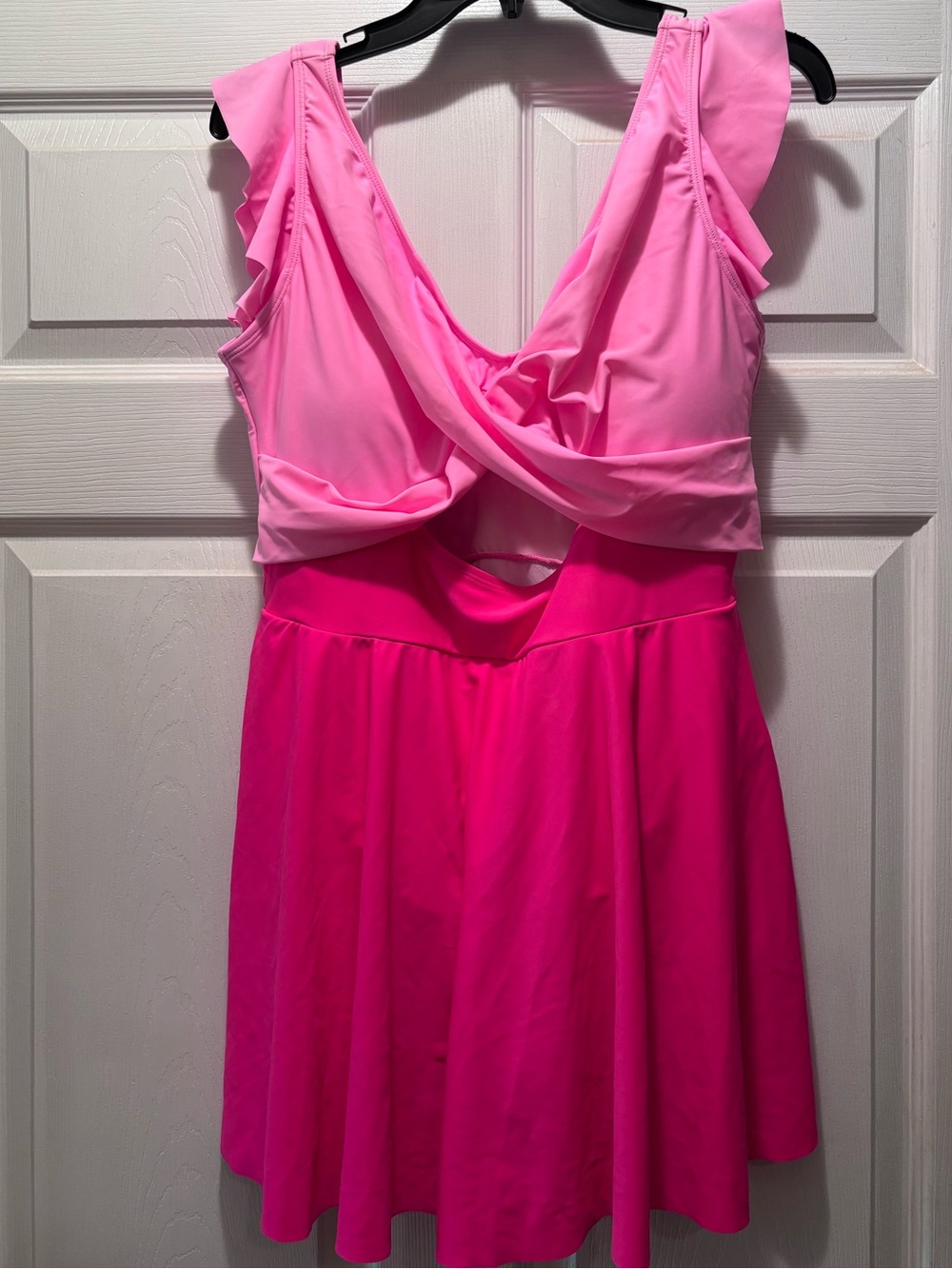 Amazon Two-Tone Pink Ruffle One-Piece Swimsuit